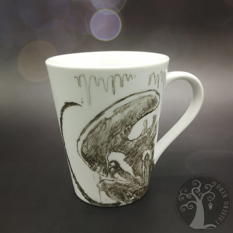 Tazza da tisana o caffè dipinta a mano - Alien