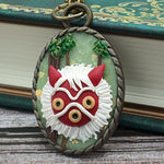 Collana Mononoke, fanart ispirata al film d’animazione giapponese , realizzato a mano in paste polimeriche
